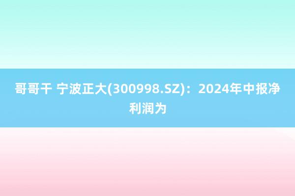 哥哥干 宁波正大(300998.SZ)：2024年中报净利润为